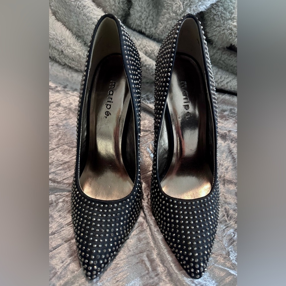 Maripe Black Studded Heels